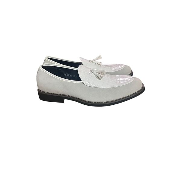 White Croc Suede Tassel Lug Leather Loafers Style AR 19015 NWOT Men\'s 10 main image 9